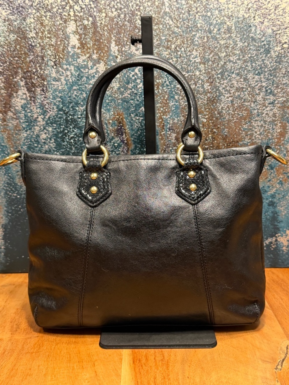 Coach Classic 2012 Black Leather Madison Sophia Satchel Gold (VGUC) - Picture 7 of 16
